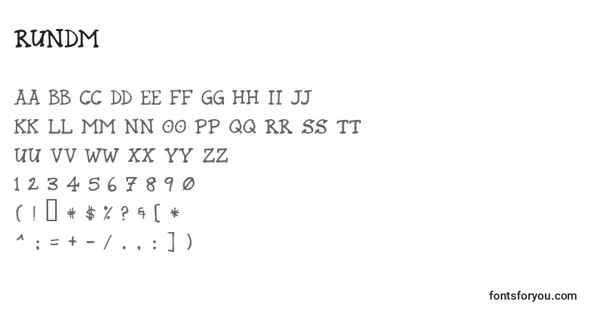 Czcionka RUNDM    (139319) – alfabet, cyfry, specjalne znaki