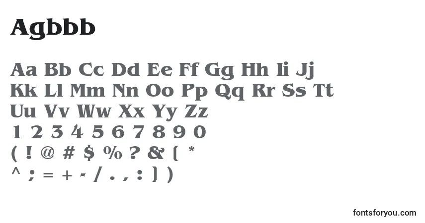 Schriftart Agbbb – Alphabet, Zahlen, spezielle Symbole