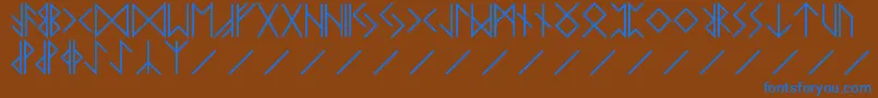 フォントRUNE – 茶色の背景に青い文字
