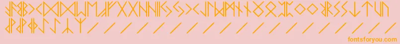 RUNE-Schriftart – Orangefarbene Schriften auf rosa Hintergrund