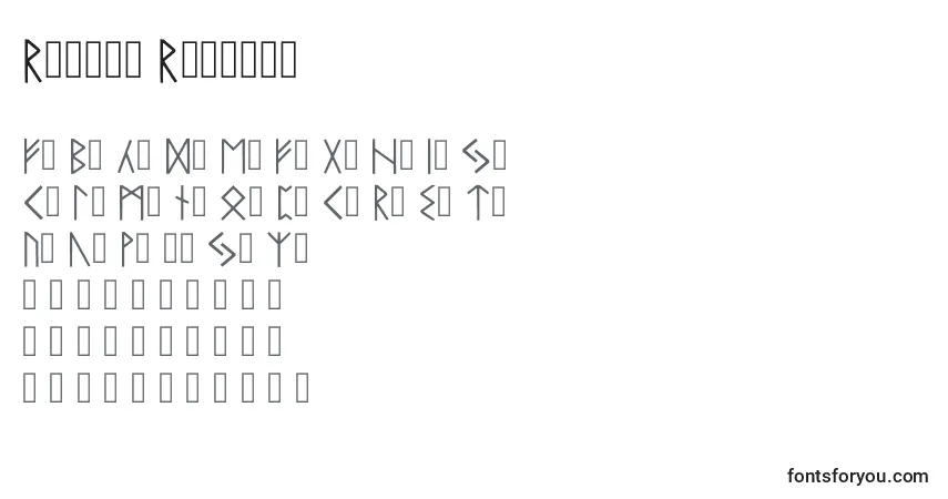 Schriftart Runico Regular – Alphabet, Zahlen, spezielle Symbole