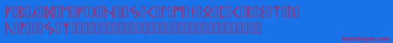 Runico Regular Font – Red Fonts on Blue Background