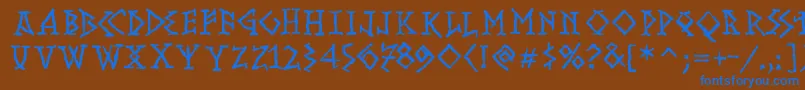 RunishMK Font – Blue Fonts on Brown Background