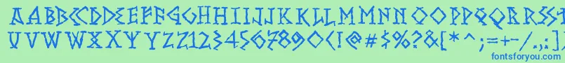 RunishMK Font – Blue Fonts on Green Background