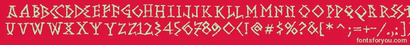 RunishMK Font – Green Fonts on Red Background