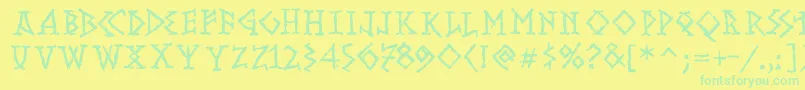 RunishMK Font – Green Fonts on Yellow Background