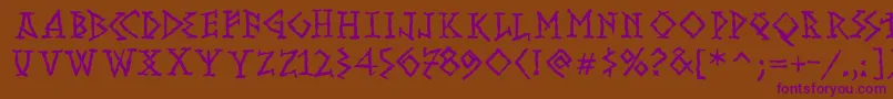 RunishMK Font – Purple Fonts on Brown Background