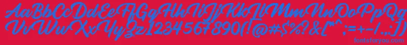 Fonte Rupture Stamp – fontes azuis em um fundo vermelho