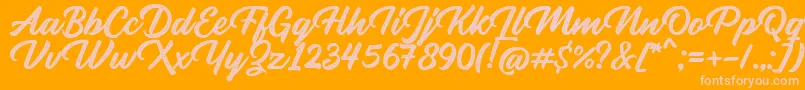 Rupture Stamp-Schriftart – Rosa Schriften auf orangefarbenem Hintergrund