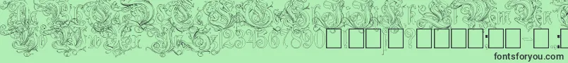Ruritania Outline-Schriftart – Schwarze Schriften auf grünem Hintergrund