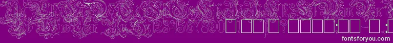 Ruritania Outline Font – Green Fonts on Purple Background