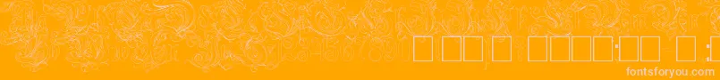 Ruritania Outline-Schriftart – Rosa Schriften auf orangefarbenem Hintergrund