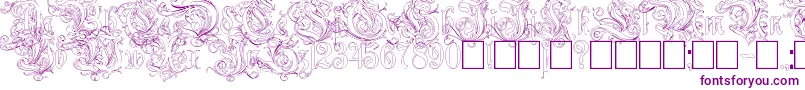 Ruritania Outline-Schriftart – Violette Schriften auf weißem Hintergrund