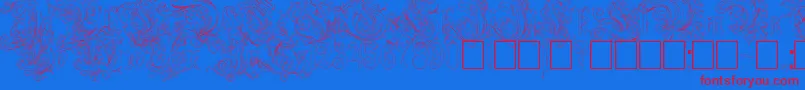 Ruritania Outline-Schriftart – Rote Schriften auf blauem Hintergrund