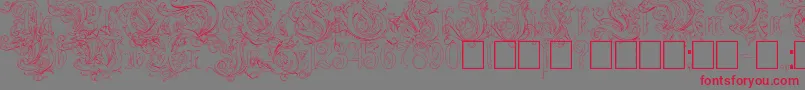 Ruritania Outline-Schriftart – Rote Schriften auf grauem Hintergrund