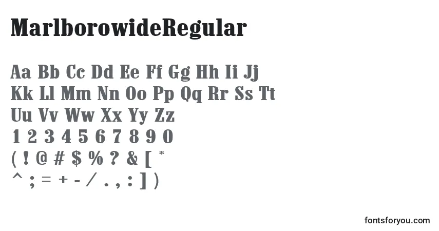 Czcionka MarlborowideRegular – alfabet, cyfry, specjalne znaki
