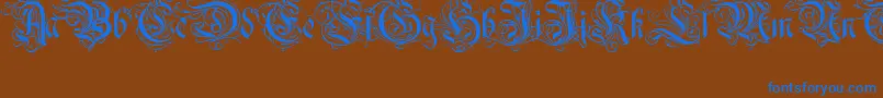 Ruritania Font – Blue Fonts on Brown Background