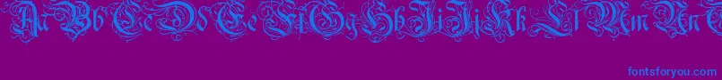 Ruritania Font – Blue Fonts on Purple Background