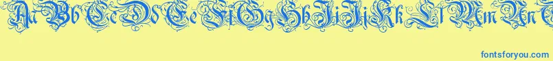 Ruritania Font – Blue Fonts on Yellow Background