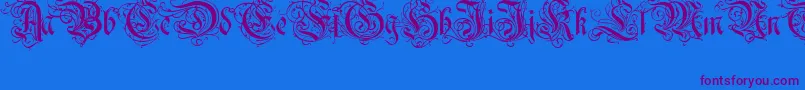 Ruritania Font – Purple Fonts on Blue Background