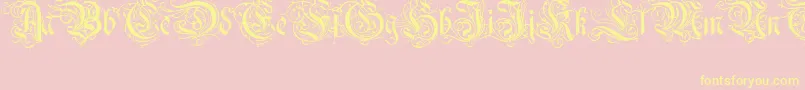 Ruritania-Schriftart – Gelbe Schriften auf rosa Hintergrund