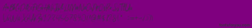 rusherdemo-Schriftart – Schwarze Schriften auf violettem Hintergrund