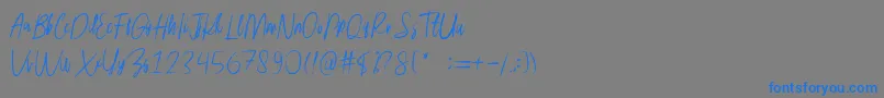 フォントrusherdemo – 灰色の背景に青い文字