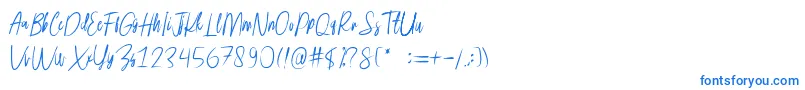 フォントrusherdemo – 白い背景に青い文字