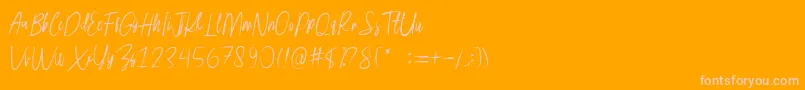 Fonte rusherdemo – fontes rosa em um fundo laranja