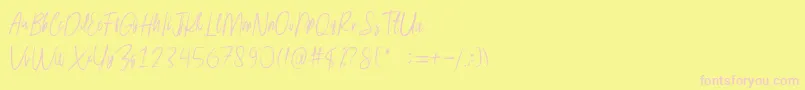 rusherdemo Font – Pink Fonts on Yellow Background