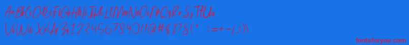 rusherdemo-Schriftart – Rote Schriften auf blauem Hintergrund