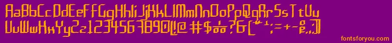 Rushil 0 6-Schriftart – Orangefarbene Schriften auf violettem Hintergrund