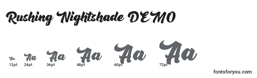 Rushing Nightshade DEMO Font Sizes