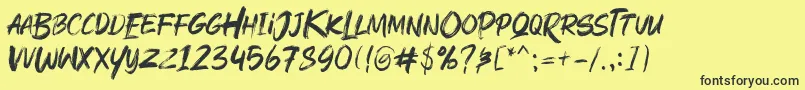 Rushink Demo-Schriftart – Schwarze Schriften auf gelbem Hintergrund
