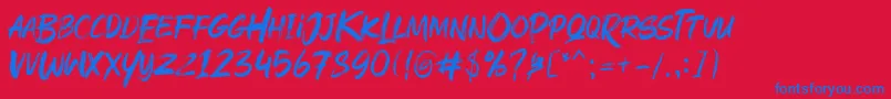 Rushink Demo Font – Blue Fonts on Red Background
