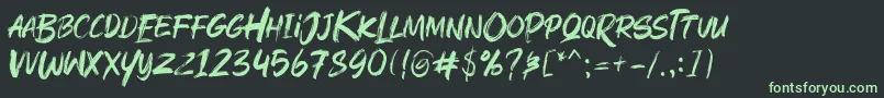 フォントRushink Demo – 黒い背景に緑の文字