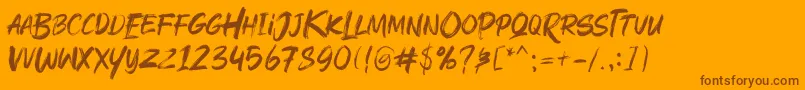 Rushink Demo-Schriftart – Braune Schriften auf orangefarbenem Hintergrund