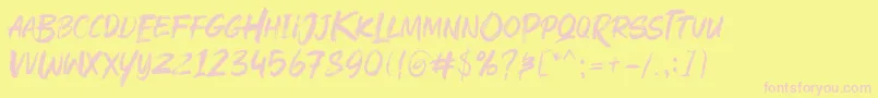Шрифт Rushink Demo – розовые шрифты на жёлтом фоне