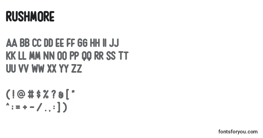 Шрифт Rushmore – алфавит, цифры, специальные символы
