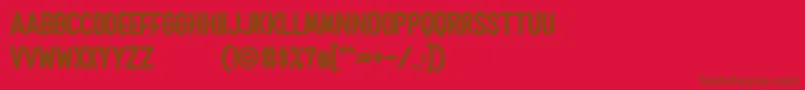 Rushmoreフォントについての詳細 フォントRushmore – 赤い背景に茶色の文字