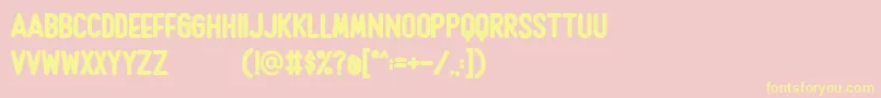 Weitere Informationen zur Rushmore-Schriftart Rushmore-Schriftart – Gelbe Schriften auf rosa Hintergrund