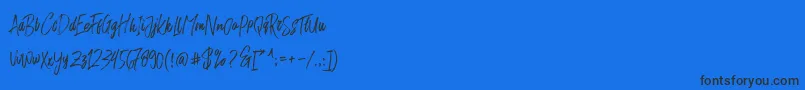 Czcionka Rushtard Brush – czarne czcionki na niebieskim tle