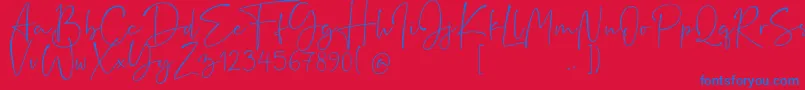 Rushtick Font – Blue Fonts on Red Background