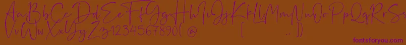 Rushtick Font – Purple Fonts on Brown Background