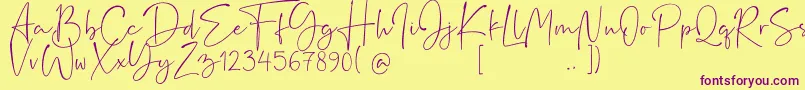 Rushtick Font – Purple Fonts on Yellow Background