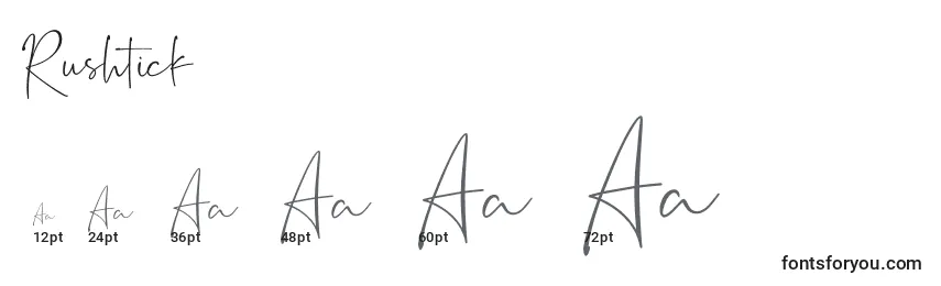 Größen der Schriftart Rushtick