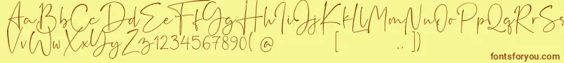 Rushtick Font – Brown Fonts on Yellow Background