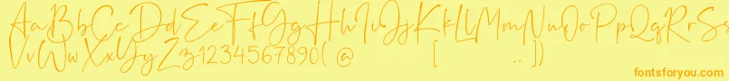 Rushtick Font – Orange Fonts on Yellow Background