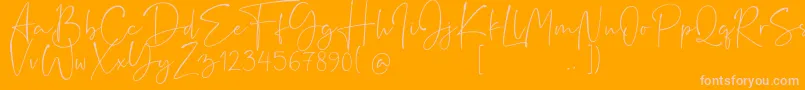 Rushtick Font – Pink Fonts on Orange Background