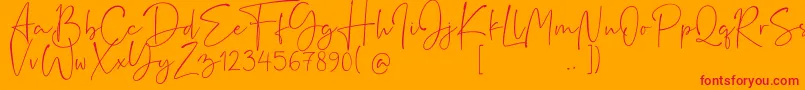 Rushtick Font – Red Fonts on Orange Background